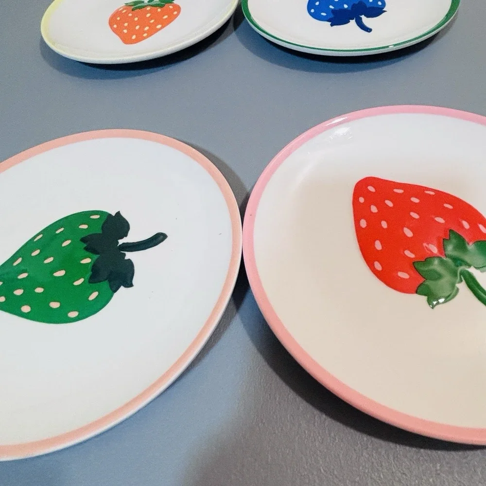 Kate Spade New York Strawberry Melamine Colorful Four Piece Plate Set 6